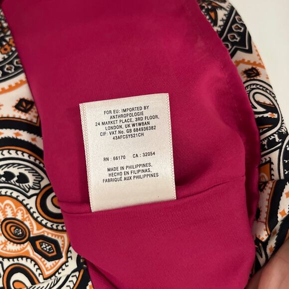 Anthropologie Moulinette Soeurs Geidi Pink Paisley Print Dress Sz 4 Sleeveless - Picture 5 of 13